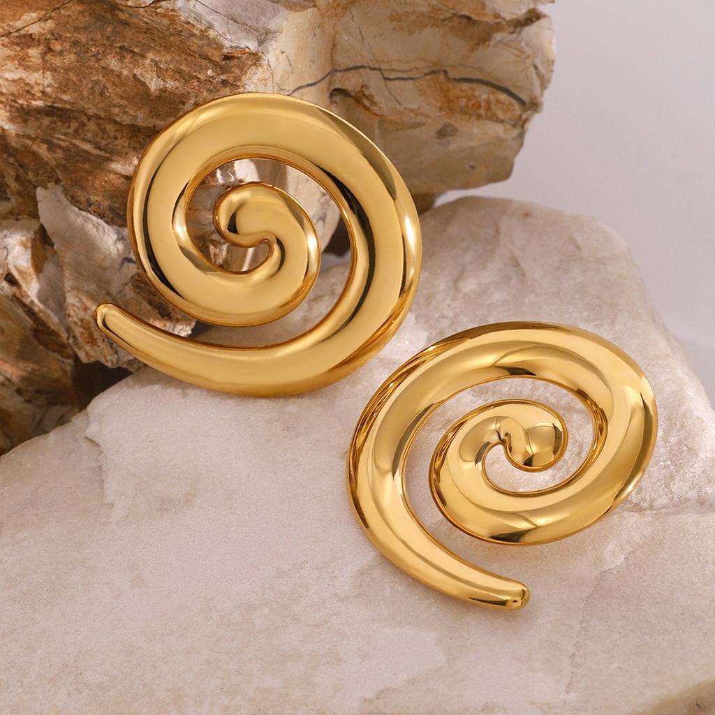 European and American Stainless Steel Plated 18k Gold Thread Stud Earrings Metal Non-fading Earrings Titanium Steel