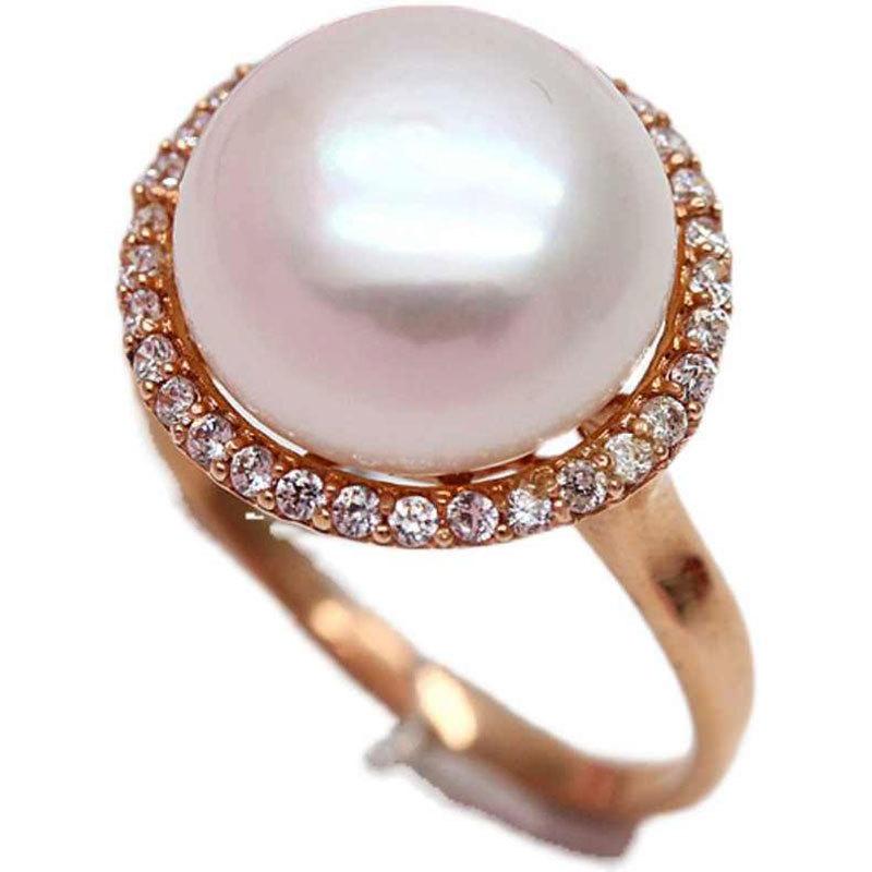 585 Russian Purple Gold Inlaid Pearl Live Ring Temperament Luxury Rose Gold Plated Color Gold Ring