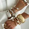 Design Sense Irregular Metal Lines Imitation Pearl Bracelet Exaggerated Stacking Wearing Large Glossy Spring Bracelet
