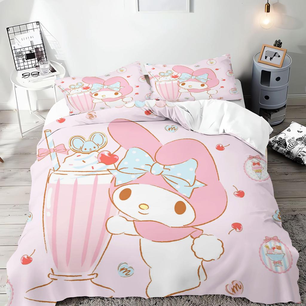 My Melody Sanrio Series Bedding Set Comforte Luxus 3-Piece 1 Quilt Cover  Exquisite Birthday Gift 100% Polyester Home Decor
