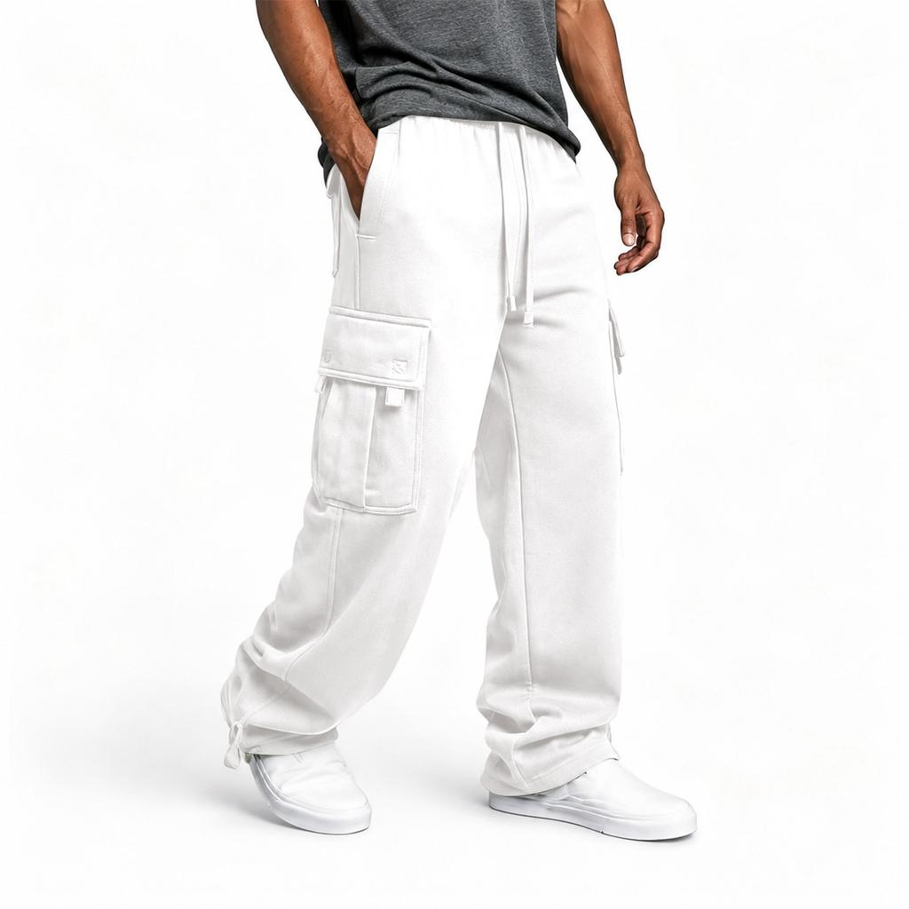 Men's Lined Cargo Pants with Cuffs , Loose Fit Multi Pocket Casual Trousers