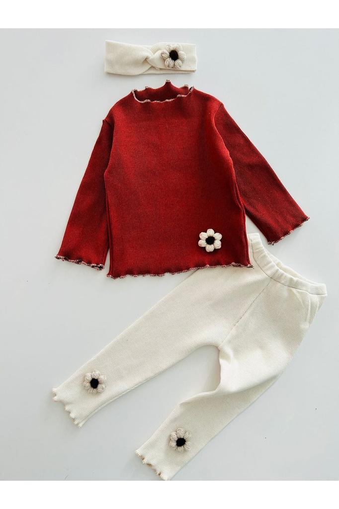 Kız Bebek Çocuk Fitilli Bandanalı Alt Üst Takım