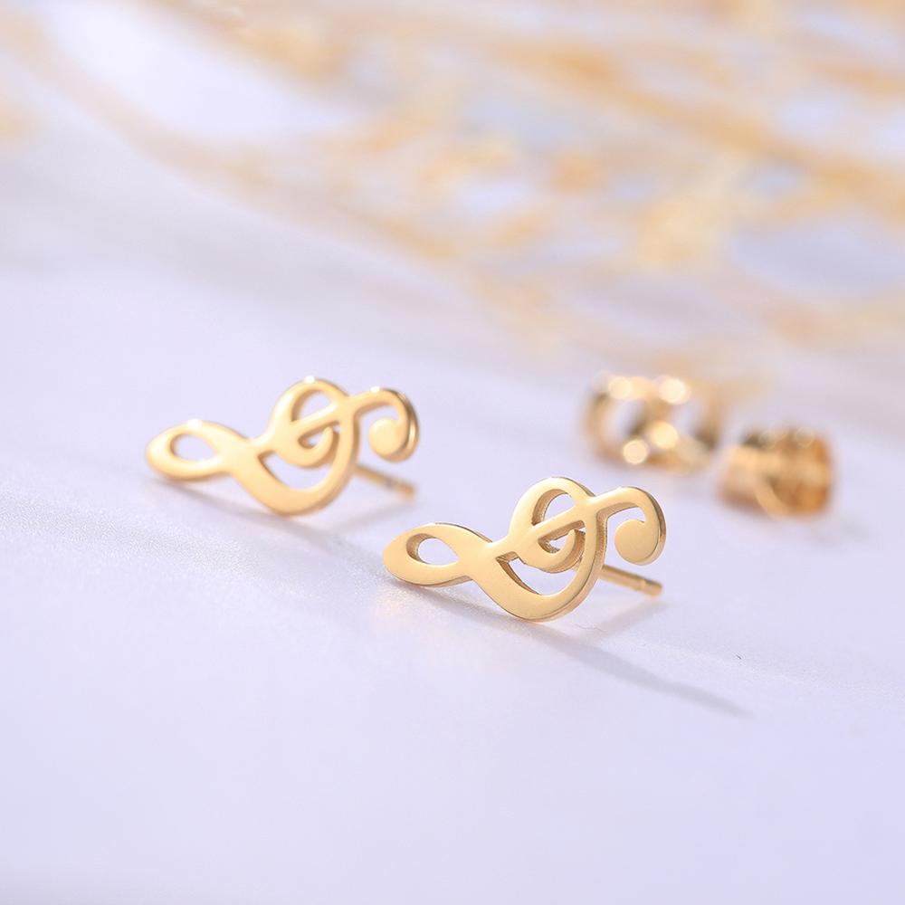 My Shape Music Note Stud Earrings for Men Women Black Color Stainless Steel Earring Punk Fashion Jewelry Pendientes Mujer 2022
