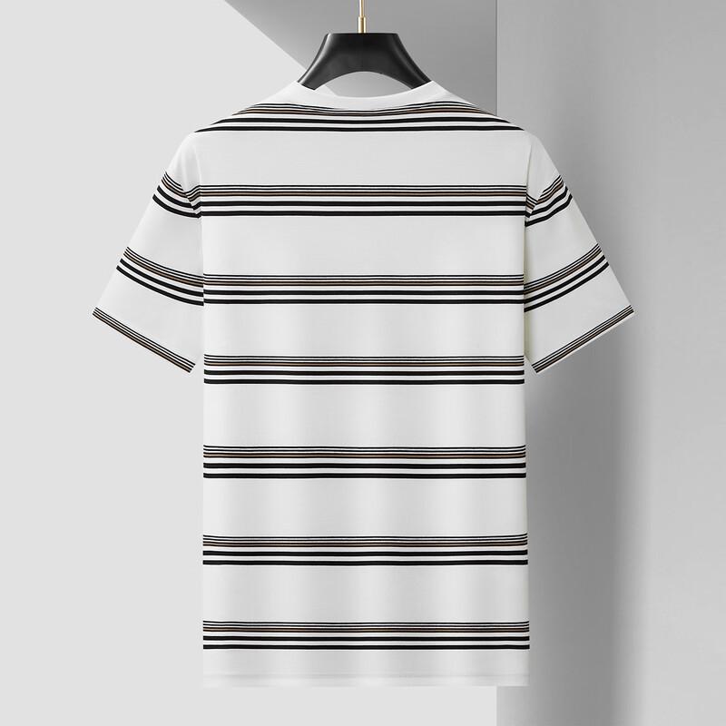 Men's Plus Size Striped Round Neck T-Shirt
