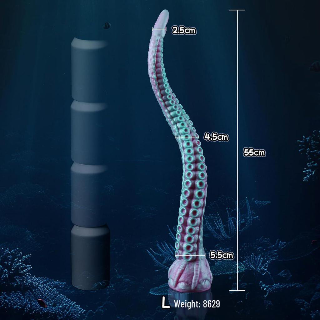 A184 Silicone Octopus Tentacle Toy - Purple & Green Anal Stimulation Dildo for Men & Women, SM Super Long Realistic Design.