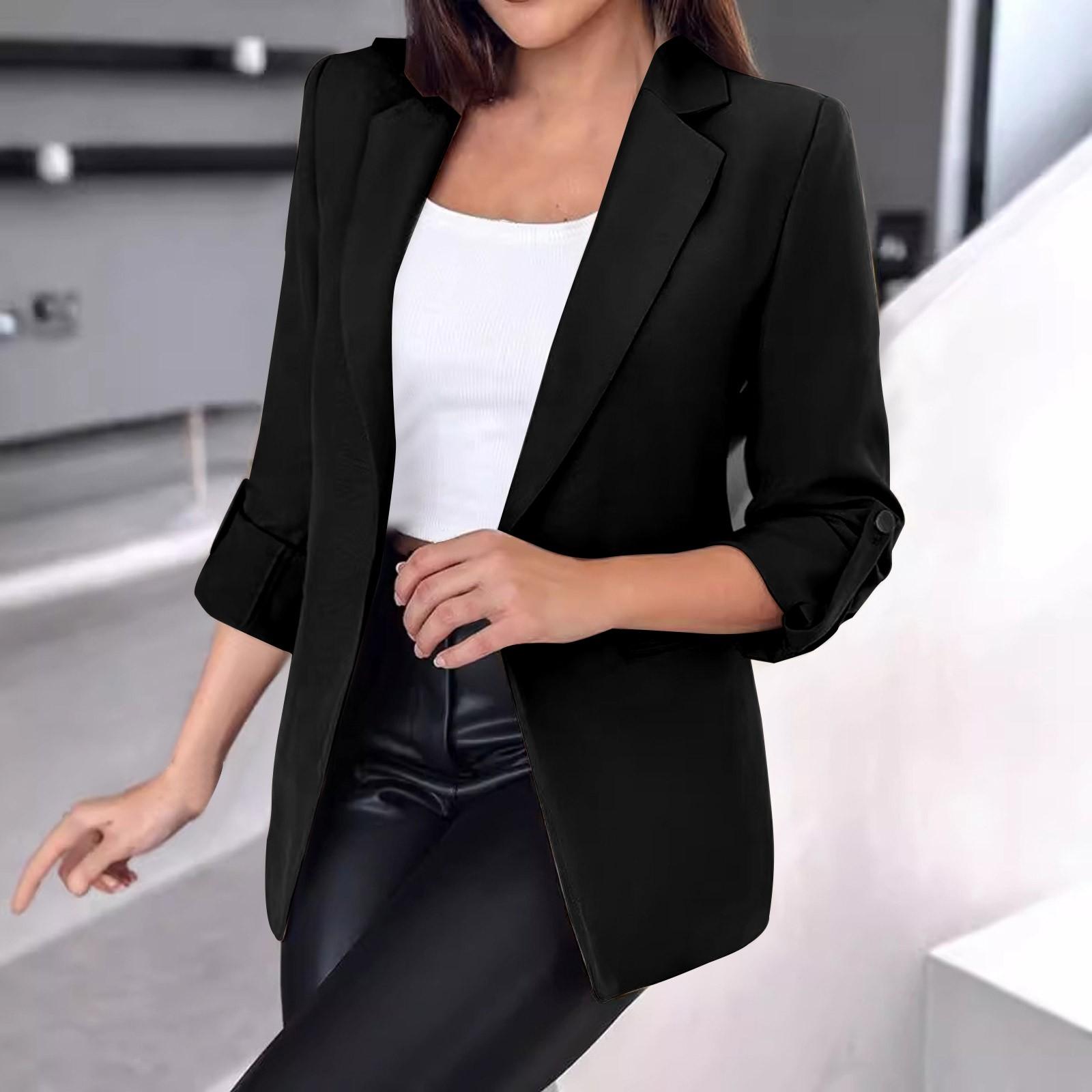 

Женская куртка-рубашка на пуговицах с длинным рукавом, осенние наряды L чёрный