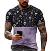Men's Halloween Graphic Short Sleeve T Shirt Loose Fit Casual Summer Daily Top with Skull and Pumpkin Print for Everyday Wear
