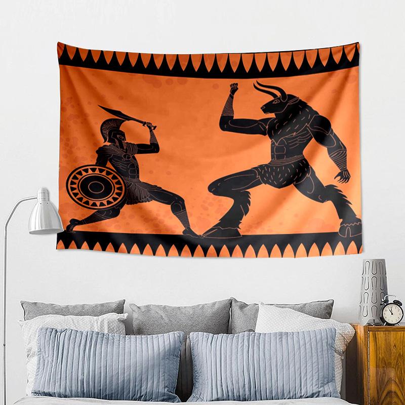 Ancient Greek Warriors Printed Tapestry, Wall Hanging,Livingroom, dormitory, Large Wall Decor, Fabric Decor Fan Birthday Gifts