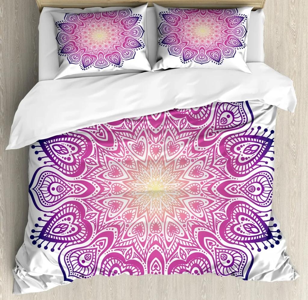 Hippie Mandala Duvet Cover Single King Geometric Comforter Cover Bohemian Style Flower Bedding Set Exotic Tribe Bedroom Decor