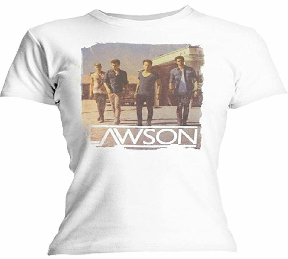 Official Lawson Band Photo Ladies White T Shirt Lawson Ladies Tee S