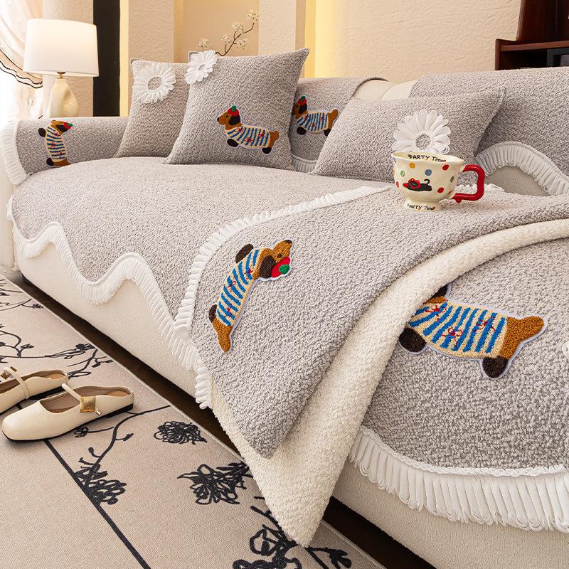 New Chenille Sofa Cushion Cartoon Cute Special-Shaped Sofa Cover Fixed Non-Slip One-Piece Seat Cushion