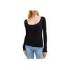 PINKO Solid Color Low Round Neck Long Sleeve T-Shirt Women tops Black 103569A1X4-Z99
