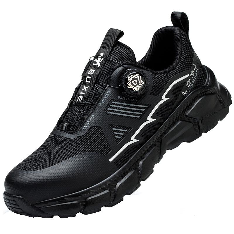 Fashion Lightweight Rotating Button Work Sneakers Protective Shoes Safety Puncture-proof Anti-smash Steel Toe Shoes Man Non-slip Sneaker