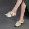 Fashion GKTINOO 2025 New Retro Hand Woven Peep Toe Outdoor Slippers Summer Breathable And Versatile Genuine Leather Women's Shoes