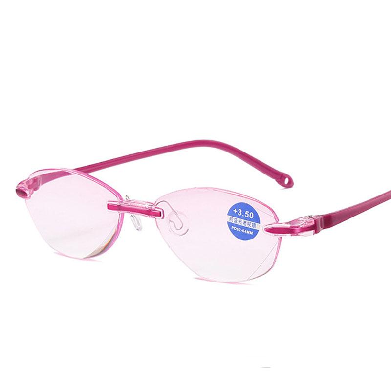 Classic Anti Blue Light Blocking Rimless Reading Glasses Women Men Square Frameless Presbyopic Glasses Diopters +1.0 1.5 2.5 4.0