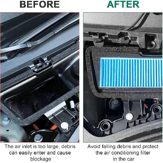 2PCS Air Intake Grille Cover + Air Intake HEPA Filter Compatible with Tesla Model 3 2023 2022 2021 Air Inlet Vent Covers A/C Internal Filter Vehicle