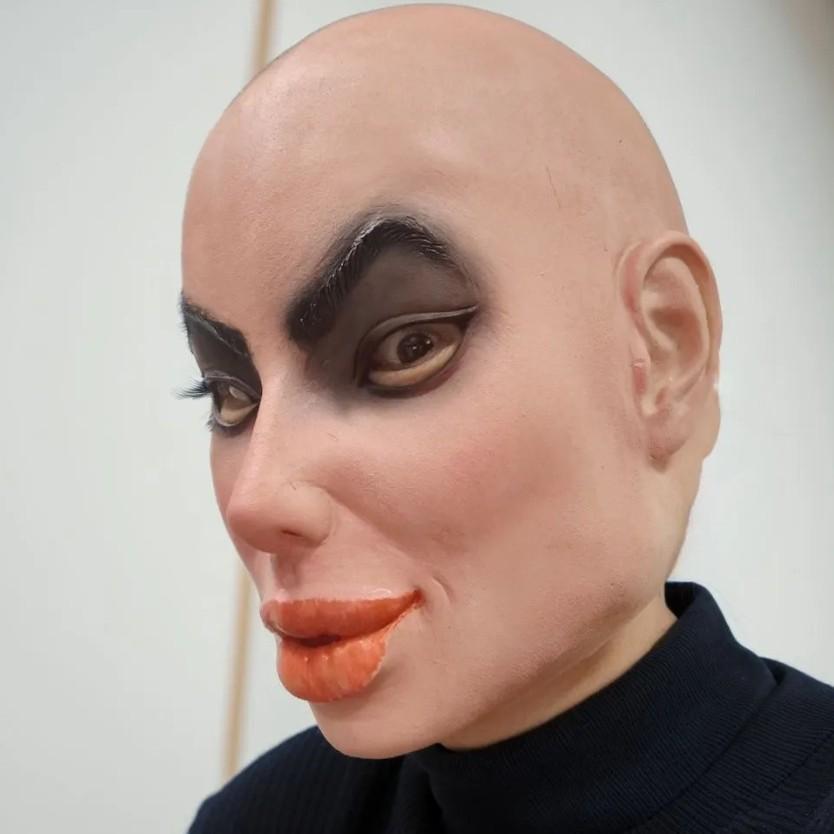 Lateks maske Cadılar Bayramı başlığı, güzellik başlığı, yaratıcı maske, lateks kel güzellik başlığı, takılabilir