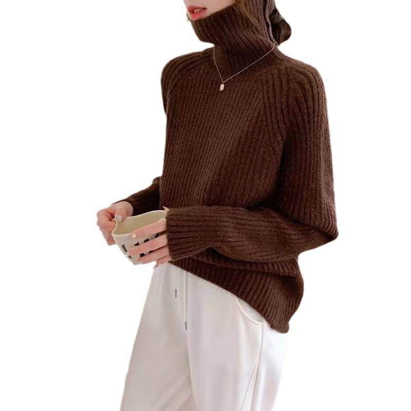 Women's Korean Solid Color Turtleneck Pullover Sweater - 2026 Autumn/Winter Soft Knit Base Layer