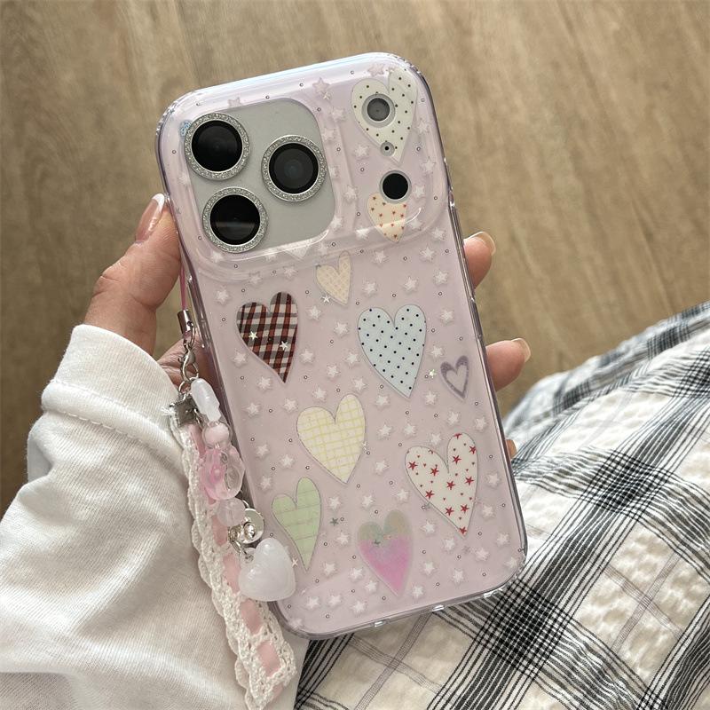 Colorful Glitter Hearts & Stars Phone Case for iPhone 17/16 Pro Max/15/14