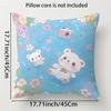 Cute Teddy Bear With Floral Pattern Single-Sided Digital Printing Pillow Cover Short Plush Suitable Living Rooms Bedrooms Sofas