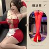 Large size new tearable delicate mesh suit perspective open chest flirting uniform temptation sexy underwear hip maid