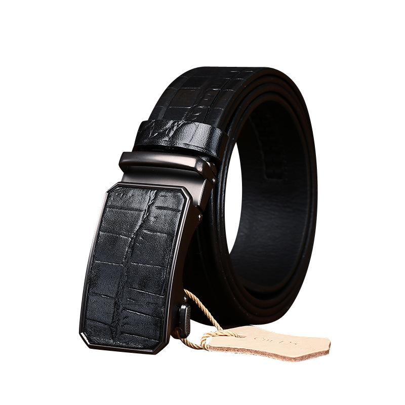 High-End Business Light Luxury Crocodile Embossed Belt Men'S Genuine Leather First Layer Cowhide Automatic Buckle Casual Dress Pants Belt