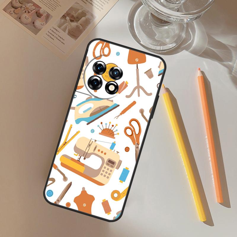 

sewing machine tailor pattern Funda For OnePlus 12R 13 12 R 11 9 10 Pro 8T 9RT 10T OnePlus Nord 4 CE 2 3 Lite N20 N30 Case OnePlus 9R