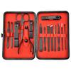 Red 18/15/12/7 Pcs Stainless Steel Black Nail Clipper Grooming Kit With Leather Travel Case Manicure Set
