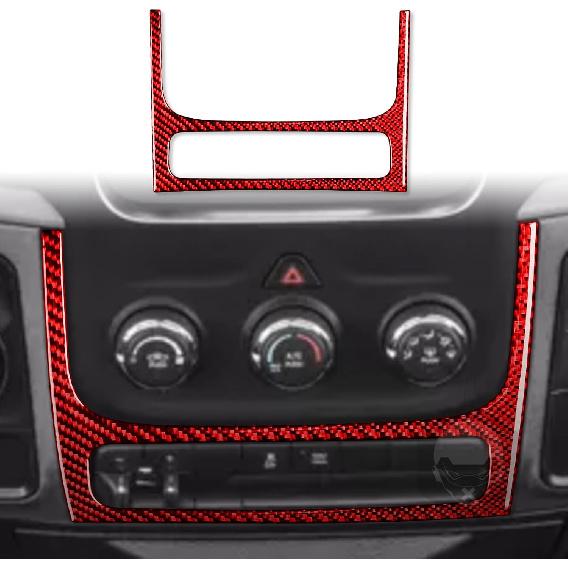 Red Carbon Fiber Dashboard trument Speedometer Tachometer Frame Panel Cover Car Interior Compatible with Dodge Ram 1500/2500/3500 2013 2014 2015 2016