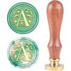 1pc Letter A Wax Seal Stamp Vintage Alphabet Initial Sealing Retro 25mm Removable Brass Head with Wooden Handle