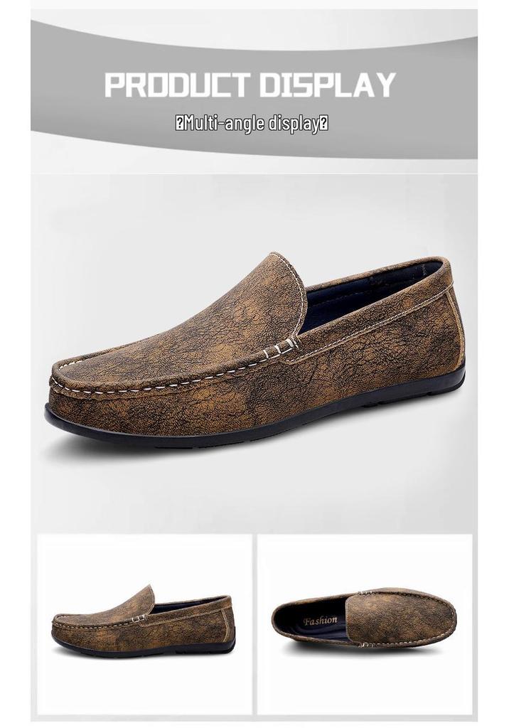 Men's British Style Breathable Leather Loafers: Soft Sole Slip-on Casual Driving Shoes