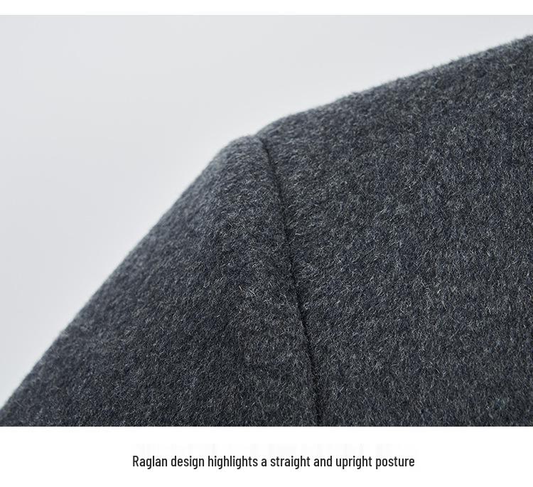 Men's Mid-Length Wool Coat with Removable White Goose Down Liner - Thickened Warm Windbreaker for Autumn/Winter Season