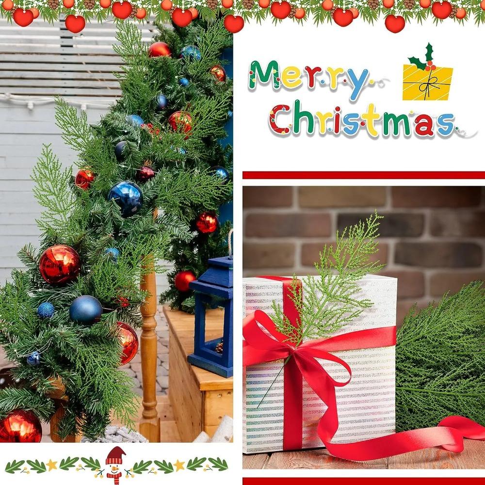 10pcs DIY Wreath Gifts Christmas Pine Branches Simulation Green Plant  Desktop Living Room Decor