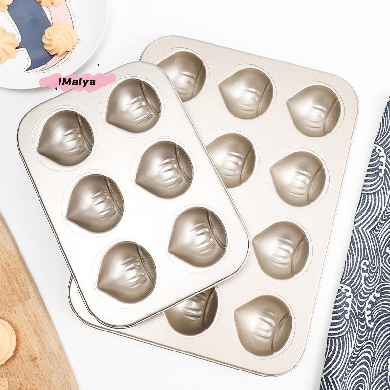 6/9/12 Cavity Chestnut Shaped Cake Baking Tray Mold Carbon Steel Kitchen Baking Tool Essential Kitchen Accessory