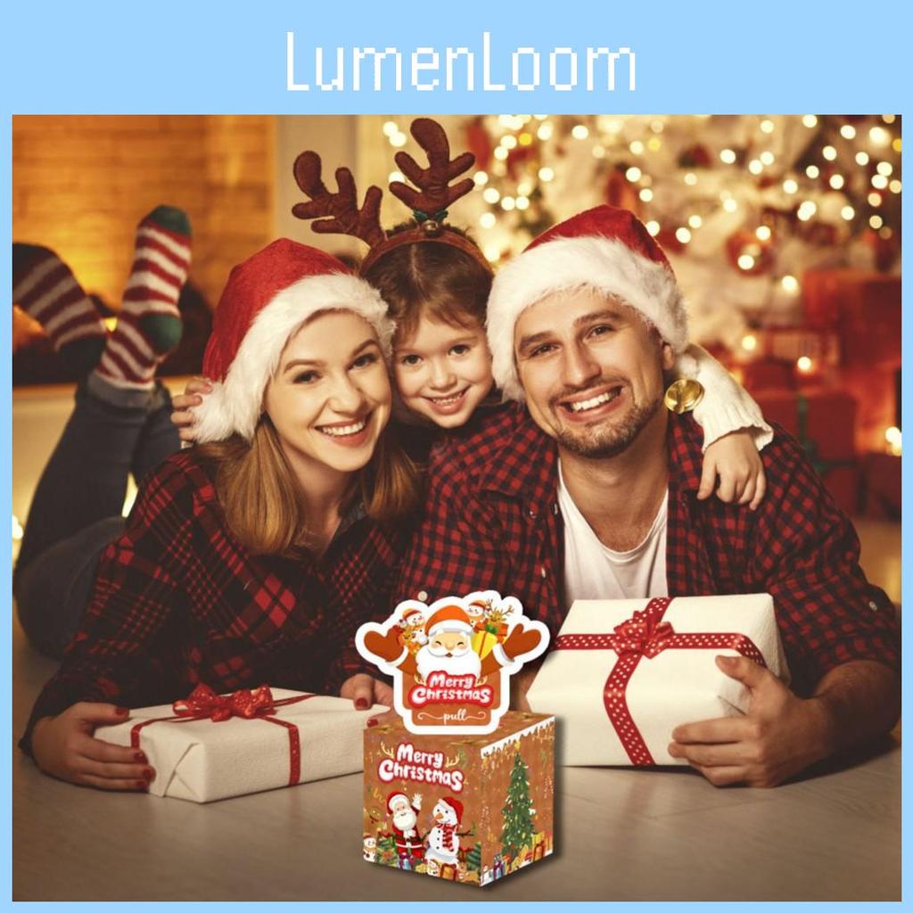 Paper Theme Christmas Gift Box With Santa Claus Pattern Party Decoration Prop