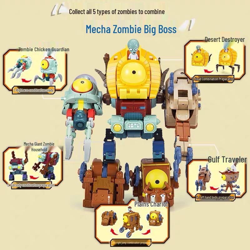 Plants vs. Zombies 2 Transforming Toys: Peashooter, Chomper, Shark, Doctor, Mecha, Giant Boy