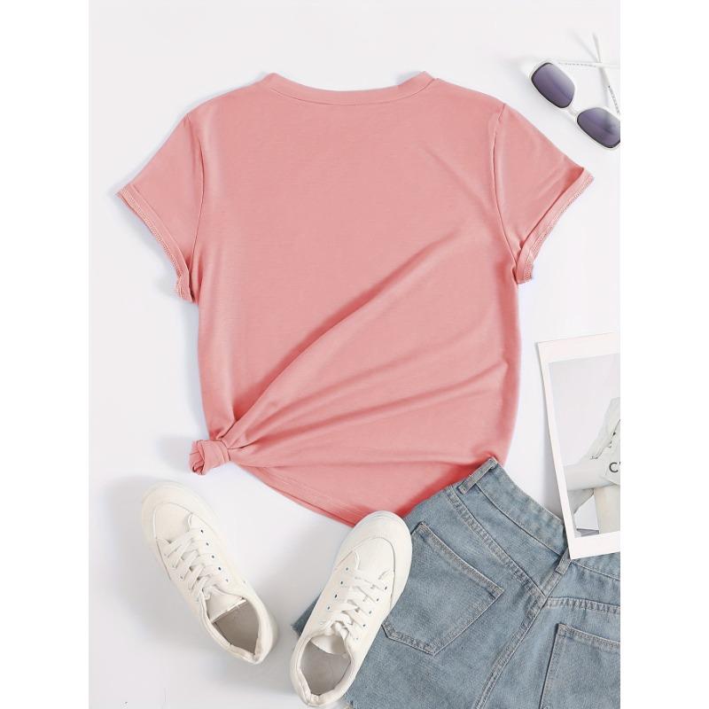 

Летний топ с круглым вырезом, однотонный, модный, повседневный, из чистого хлопка, с короткими рукавами, женские футболки 3XL розовый