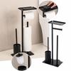 Stainless Steel Toilet Brush And Paper Stand Freestanding Tissue Dispenser  Office