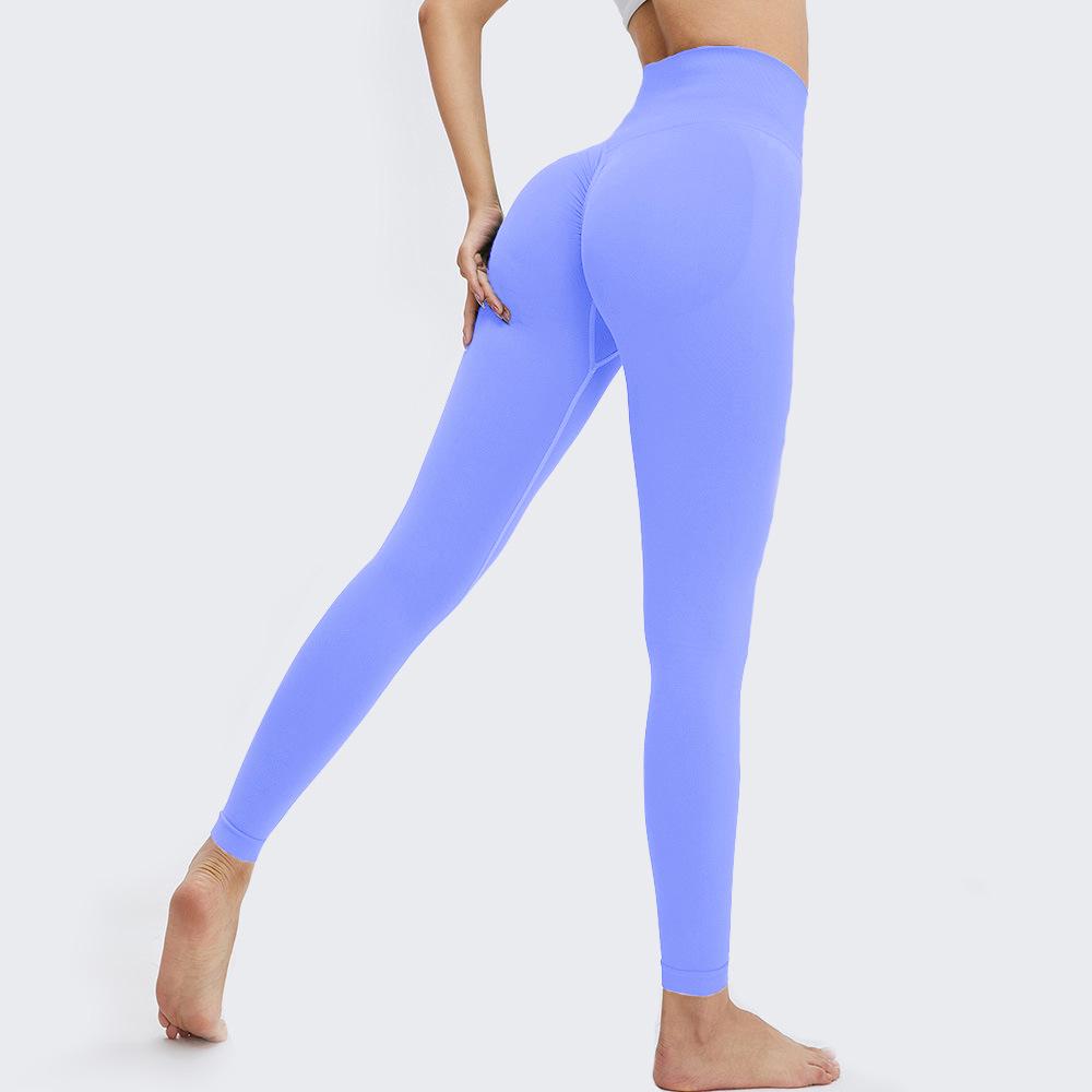 European & American Seamless Ruched T-Line Yoga Pants: High-Waist, Tummy Control, Hip-Lifting Fitness Leggings for Women