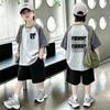 Boys' Cotton Striped T-Shirt Set - Short-Sleeve, Summer Style, Loose Fit, Color Block, Two-Piece for Kids
