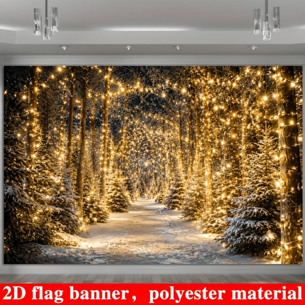 1Pcs Winter Snow Forest String Lights Pines Decoration Background Xmas Backdrop Decorations For Photo Studio Photo Booth Party