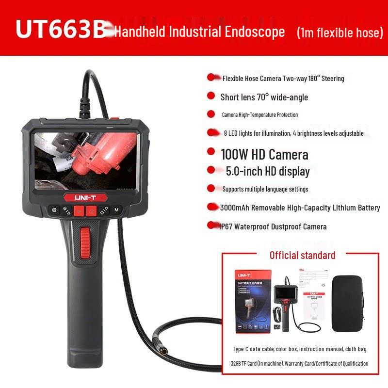 UNI-T 360° HD Endoscope Camera for Industrial and Auto Inspection