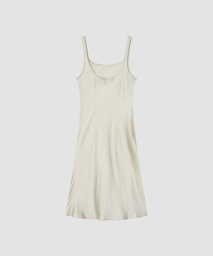 Deolil Plain Midi Satin Dress_Silver Gray