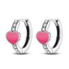 New 925 Silver Pink Heart Shape Women Earrings Brilliant Wedding Engagement Star Earrings Jewelry Gift
