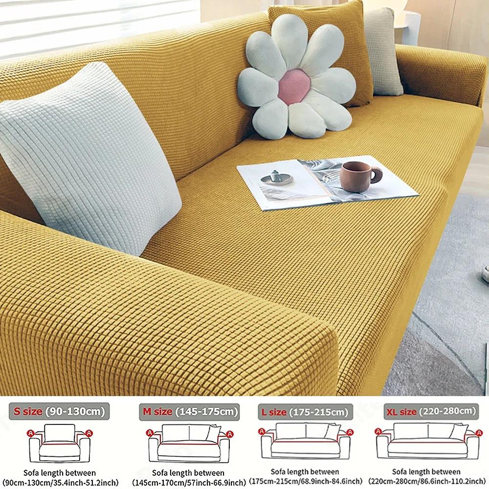 Jacquard Elastische Sofabezug Heimdekoration Stretch Couchhülle für Wohnzimmer Vollabdeckung Sessel Ecke Überwurf S/M/L/XL Größe