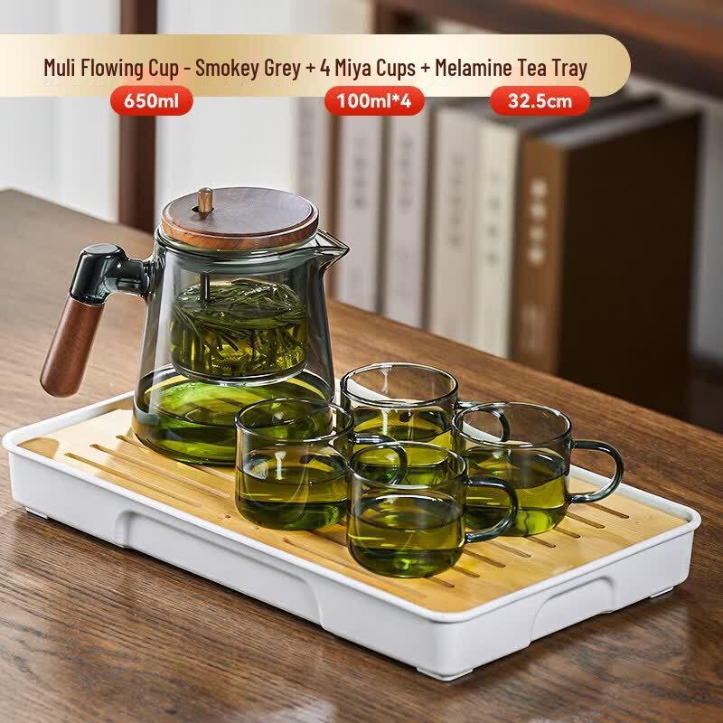 Youluo Glass Teapot with Walnut Wood Base & Magnetic Infuser