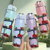1PC Train Bridge City Scene Print 750ml Color Plastic Sports Water Bottle Leakproof Flip Straw Lid Suitable for Sports Office Home Use