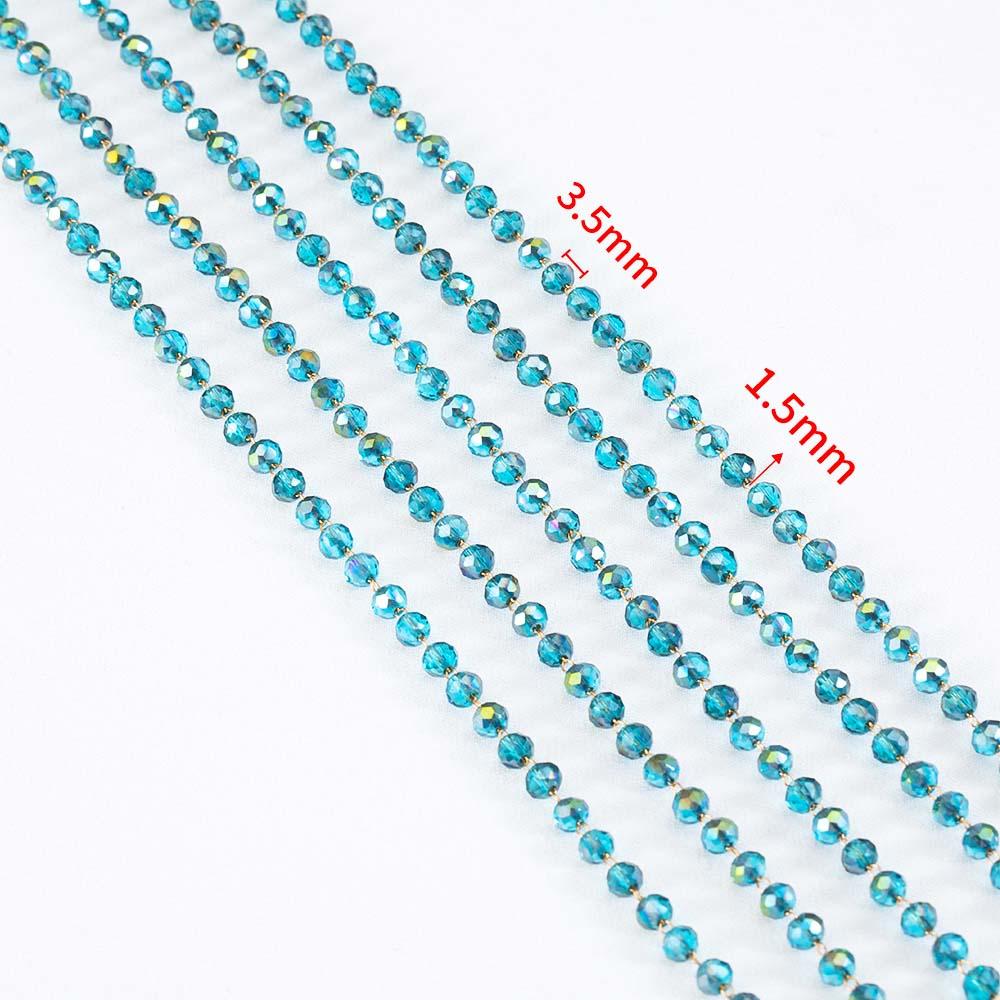 

1M Stainless Steel Pink Ball Beads Beaded Chain 4.5mm Glass Crystal Link Chains for DIY Bracelet Necklace Jewelry Making Supply 1 meter зелений