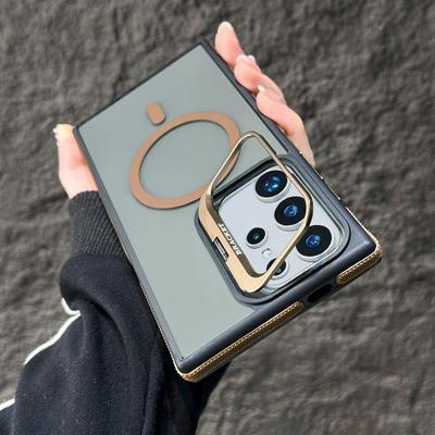 Luxuriöser Kameraobjektivständer S25 Ultra Magnetische Hülle für Samsung Galaxy S23 S24 FE S25 Plus S24 Ultra Magsafe Matte Stoßfeste Hülle