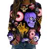 Halloween pattern pumpkin bat 3D printed women's Harajuku round neck long sleeved T-shirt